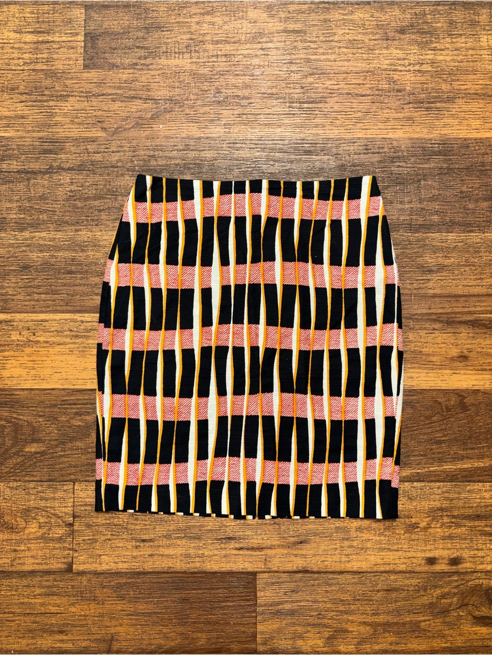 Ann Taylor Black, Pink & Yellow Striped Knit Mini Skirt